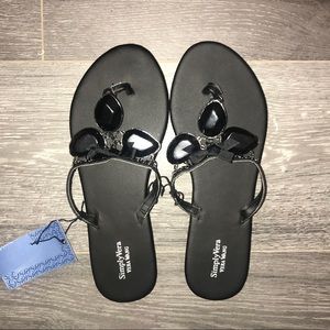 Simply Vera Vera Wang Jeweled Black Flip Flops